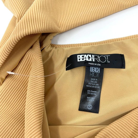 Beach Riot Celine Ribbed One Piece Bathing Suit In Golden Sands Small New - Picture 6 of 11